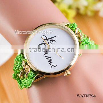 New Classic Geneva Ethnic Braided Analog Quartz Chain Jetaime Stainless Steel Watch photo-4