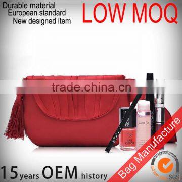 Red Fashion Polyester Cometics Girls Toiletry bag with tassels