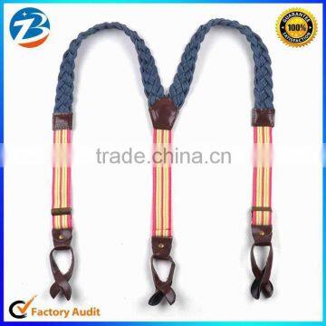 Custom Fashion Webbing Elastic Girls Suspender Leather Button End