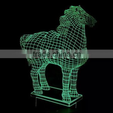 3D Optical Night Light Horse 7 RGB Light Colors 10 LEDs AA Battery or DC 5V Mixed Lot