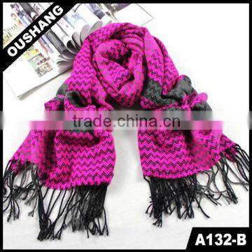 A132-B Wavy Line Striped Colorful Scarves