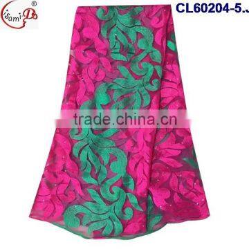 CL60204 Cross Grain Mixed Two Colors Yellow With White/purple With White Special Design Graceful Net Lace Fabric photo-5