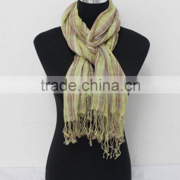 Fashion striped thin spring long shawls with 10cm tassels