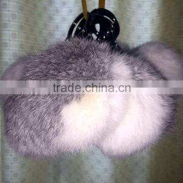 100% Genuine Multi color Rabbit Fur Ball Keychain with Fur Pompon