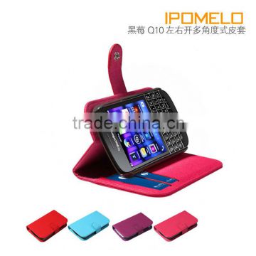 Multiple angles standing Flip Notebook Style tablet Leather Case For Blackberry Q10 with card slot