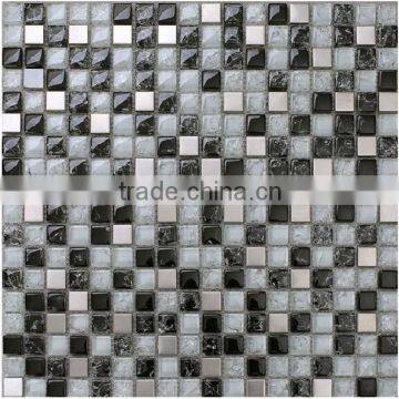 balck and white ice crackle metal glass mosaic