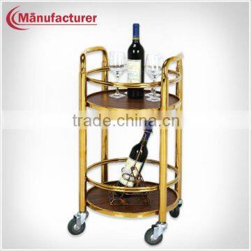 wooden two shelves wine bar trolley/ wine rack trolley cart