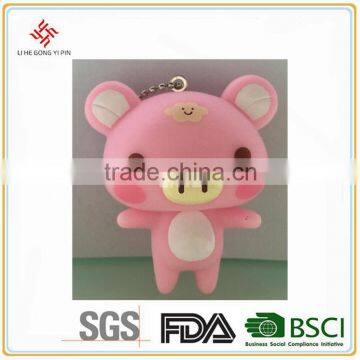 Cute Soft Plastic Toy Pink Pig Bear Doll Pendant
