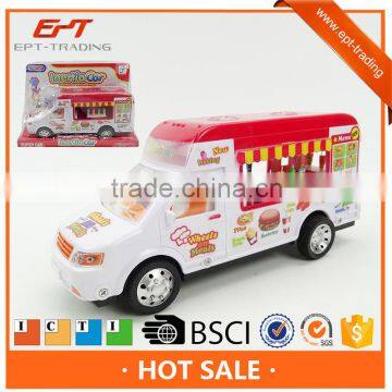 Happy plastic friction fast food car inertia bus toys