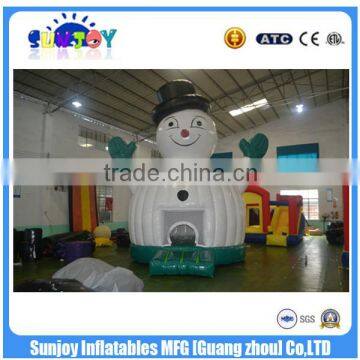 New Snow Man Inflatable Bounce House / Cute Safe Baby Bouncer For Christmas