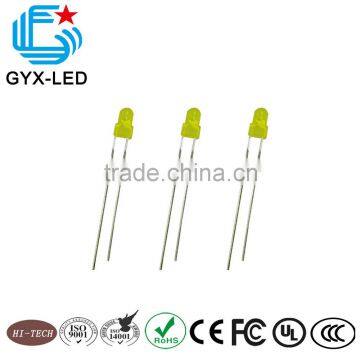 wholesale yellow diffused lens yellow emitting color 3mm lens 3.85mm flange round type throuhg hole package diode LED