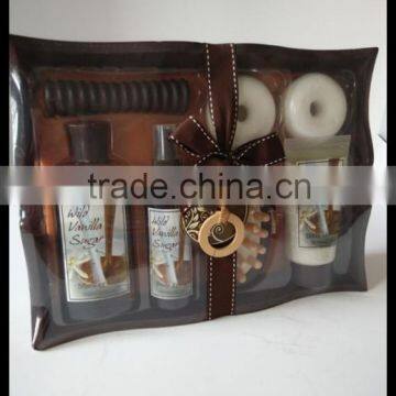 New Wild Vanilla Sugar Hot Sale High Quality Bath Set in Wooden Basket