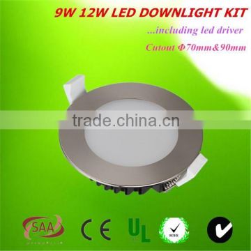 3 year warranty 9 12 watt 90mm cutout Dimmable led down light fixtures