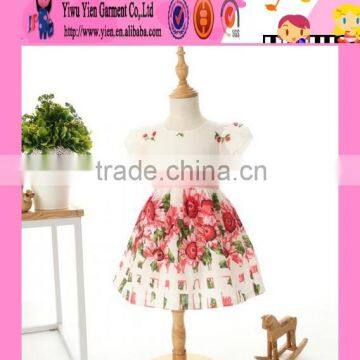 2016 wholesale Princess baby kids girls dresses flower printed summer hot sale kids party wear dresses