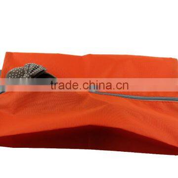 Cheap Zip Lock Polyester Dustproof Orange Travel Shoe Bag for Luggage