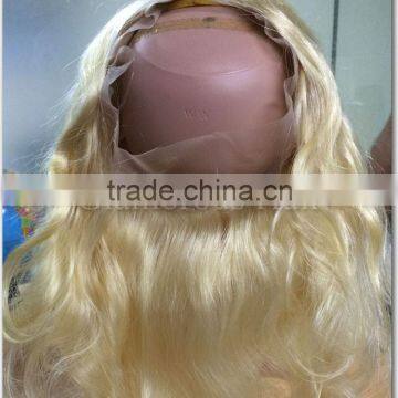 Indian remy hair 613 blonde 360 lace frontal full cuticle hair, unprocessed blonde hair