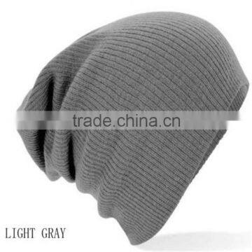 High quality promotional custom winter warm beanie plain color knitted hat