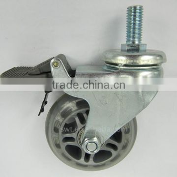 All Size Threaded Stem With Lock Transparent PU Furniture Caster Wheel