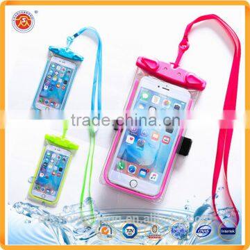 2016 New Design PVC Waterproof Cell Phone Bags Fashionable Pouch Mobile Phone Cases For Diving with Phone Lanyards