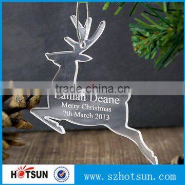 Custom cutting acrylic deer Clear acrylic Chrismas tree ornaments