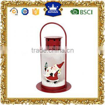 Ren Christmas hanging metal candle lantern with Santa Claus design