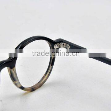 Classical Circle Horn Rimmed Glasses Buffalo Horn Laminated Wooden Optical Glasses photo-6