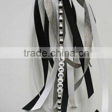 so cute! baby elastic hairband with white black ribbon headband hot selling