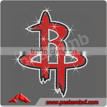 Rockets rhinestone transfer iron on wholesale for sports uniform