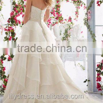 Romantic Puffy Tiered Ruffles Princess Wedding Dress 2016 New Fashion Hot Sale Sweetheart Crystal Sash Bridal Gown ML047 photo-2