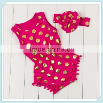 New Arrival Baby Sequin Polka Dot Kids Rompers Wholesale Baby Romper Hot Pink Vest Cotton Romper Bubble Rompers