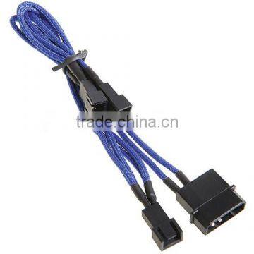 Y-cable 4-Pin Molex to 3 x Fan Adapter Wire Blue