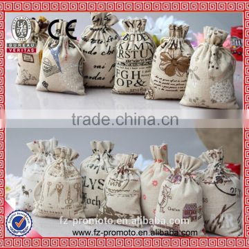 Drawstring Linen Bag 9x12cm Straw Color Drawable Wedding Gift Packaging Christmas Bag