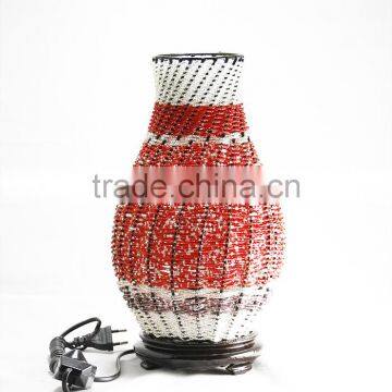 Red color, traditional design lamp, bead twisted lamp made in Vietnam