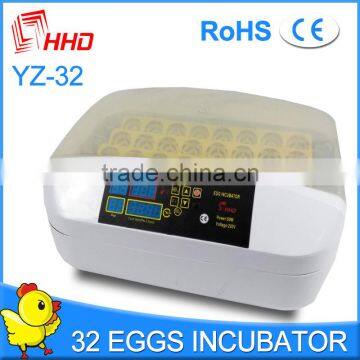 CE approved HHD Brand best price 32 eggs chicken incubator/incubator spare parts