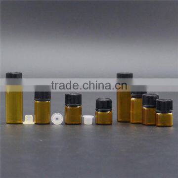 Wholesale small amber 5ml glass essential oil bottles with Black Lid