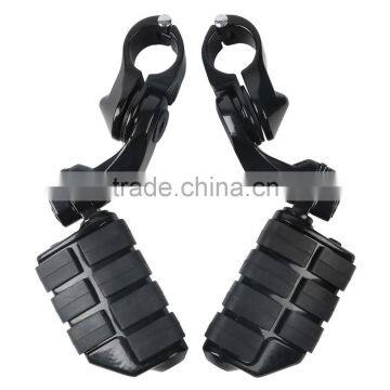 Black 360 Degree Adjustable Highway Foot Pegs Footpeg Footrests For 32mm photo-3