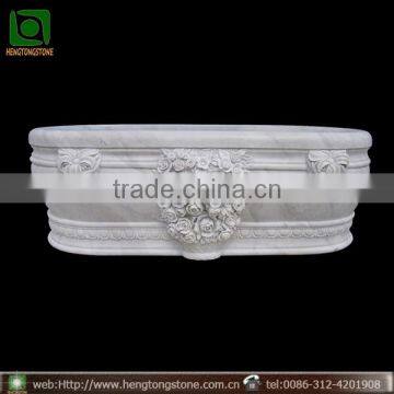 Freestanding White Marble Oval Bathtub For Sale
