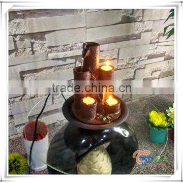 3 Tea Light Candle Holders Cascading Indoor Tabletop Water Fountain photo-4