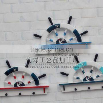 CY082 Mediterranean Style Creative Wall Wood Hanging Furnishings WELCOME Racks Home Crafts Hanger Wood Hook photo-2