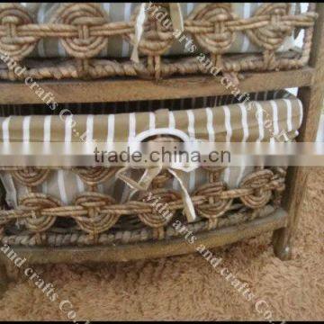 Wooden Cabinet With Four Wicker Drawers and One Door photo-5