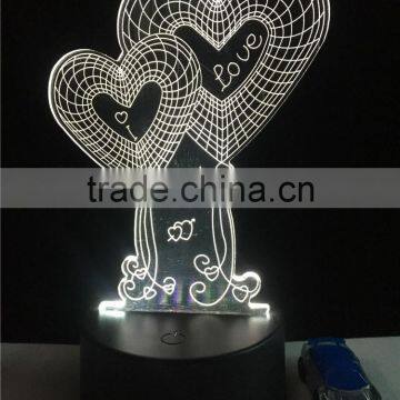 2017 wholesale Valentine's Gift Romantic led night light 3d night lights lamp holiday light