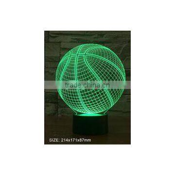 Latest arcylic 3D vision basketball shape decorative led night light