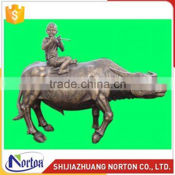 A fluting child on the horseback bronze statue for square decor NTBH-015LI