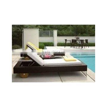 outdoor rattan furniture sun lounger with tea table