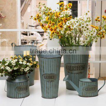 Decorative Garden Painted antique Flower Metal Tin Pot Bucket