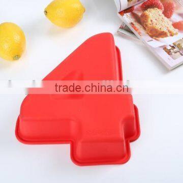 Number four shape mold DIY cookie mold silicone molds for microwave cake