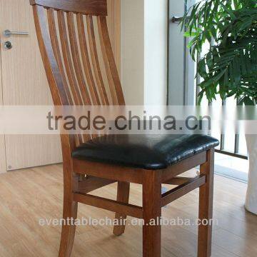 slat back solid oak wood dining chair with PU leather