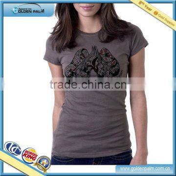 100% Cotton Wholesale Printed T shirt with short sleeve for women cheap price