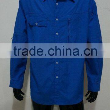 ZX Wholesale Fishing Shirts, Elastic polyester pongee fabric casual shirt, new design outdoor shirt