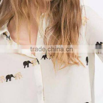 OEM Ladies Long Sleeve Pattern Printed Shirt photo-5